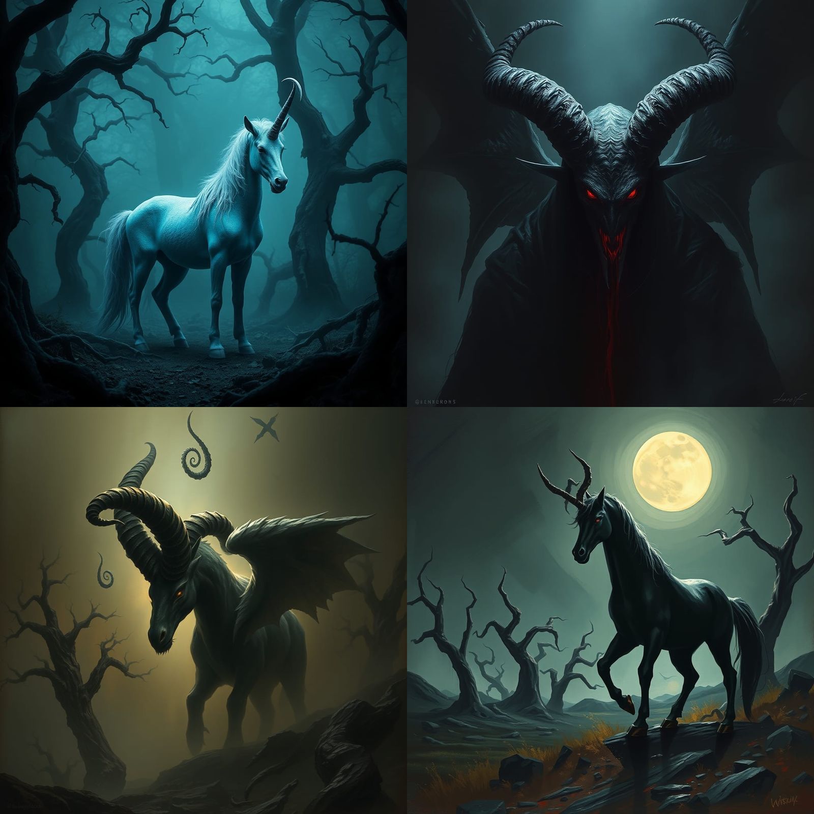 Sinister Unicorn by Greg Rutkowski Style