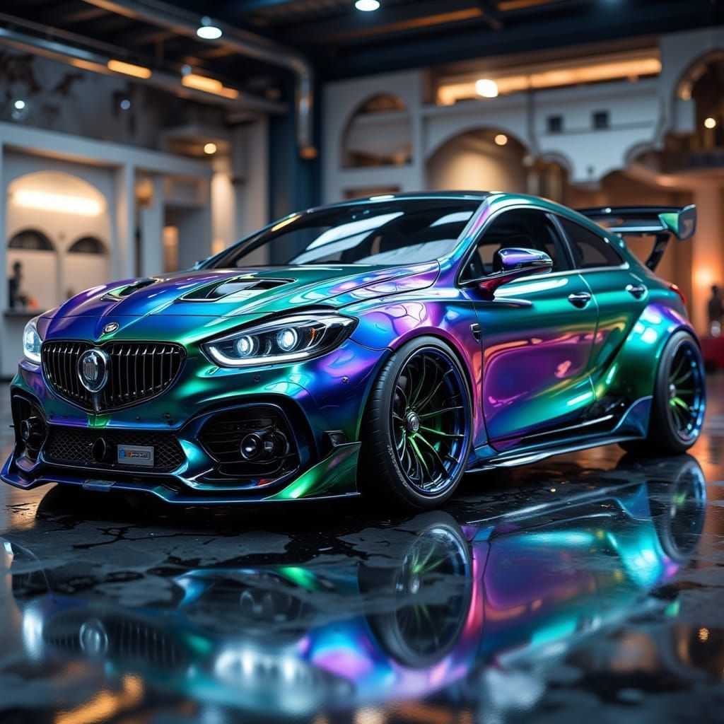 Slammed Mecha Concept Car with Spectral Gradient Paint