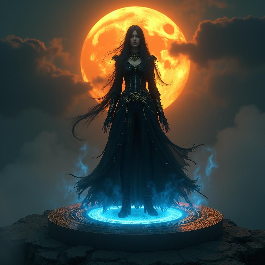 Gothic Steampunk Priestess on Ritual Disk