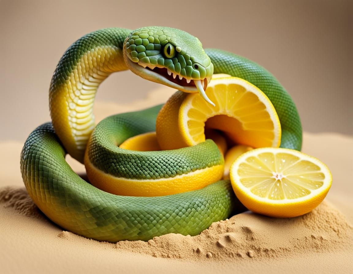 Lemon Snake Carving Masterpiece on Hot Sand