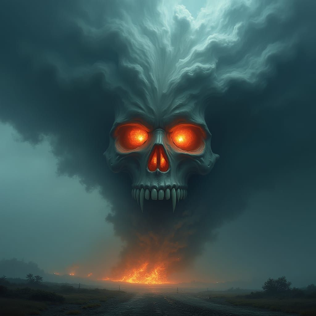 Apocalyptic Skull Hurricane: AI-Generated Storm