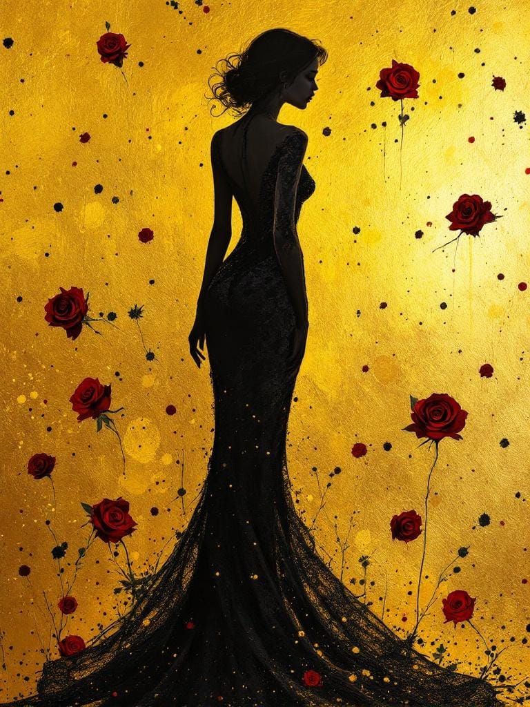 Elegant Silhouette in Art Nouveau Style