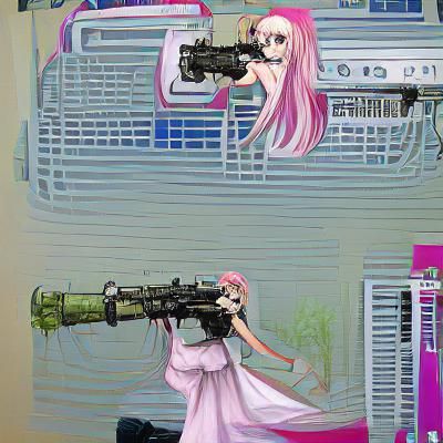 Anime Girl with Machine Gun