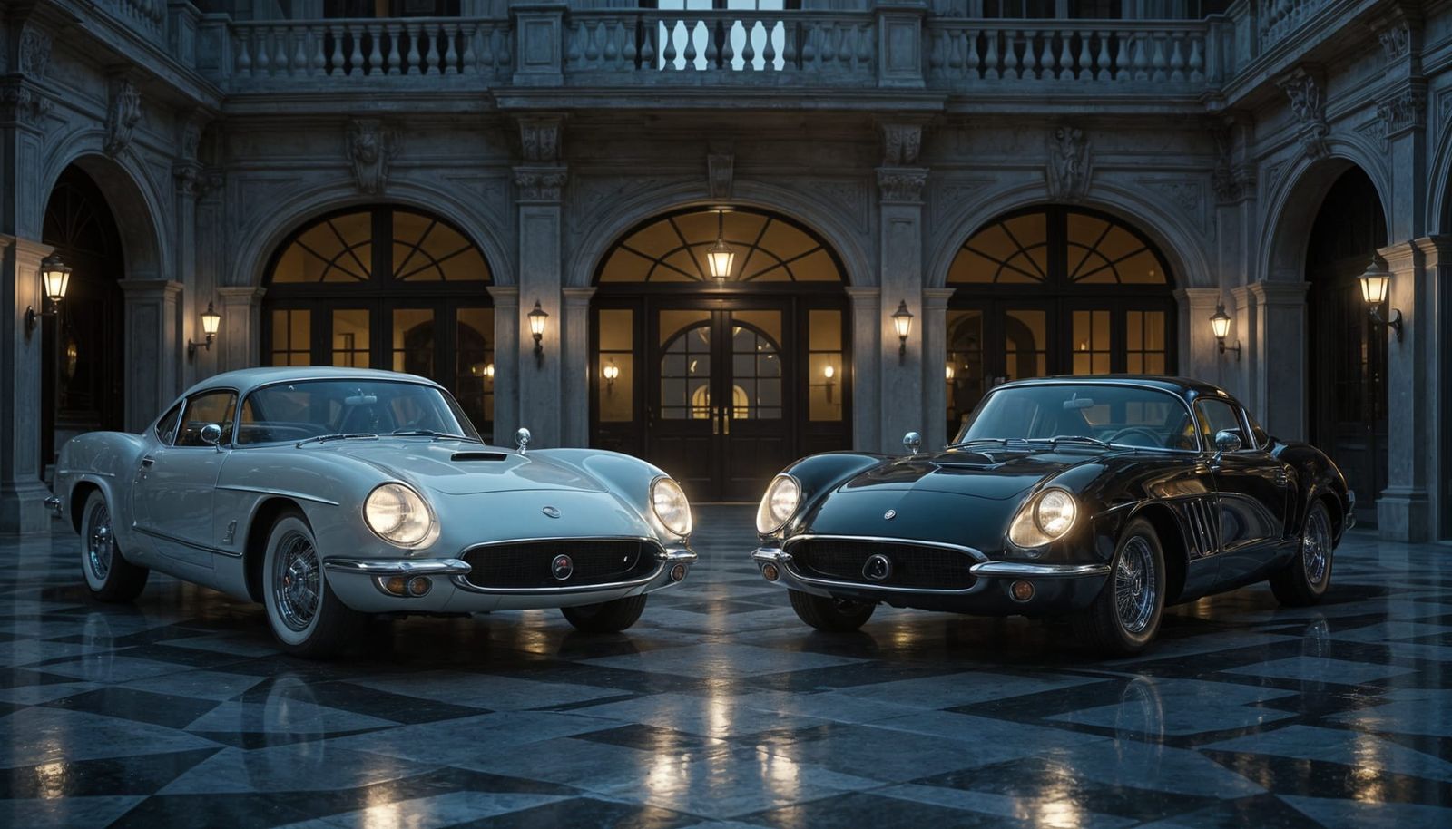 Futuristic 1950s Dream Cars in Black and White