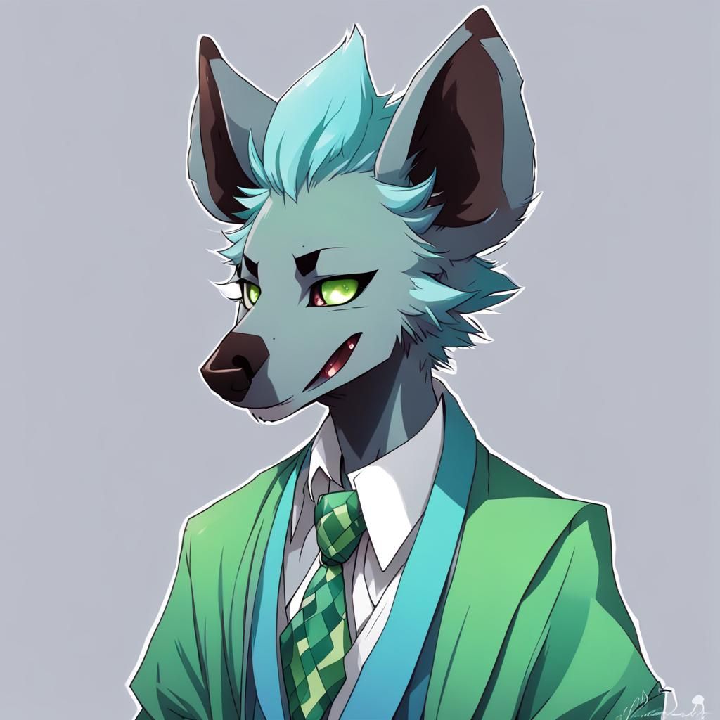 Jester Hyena Fursona in Anime Style