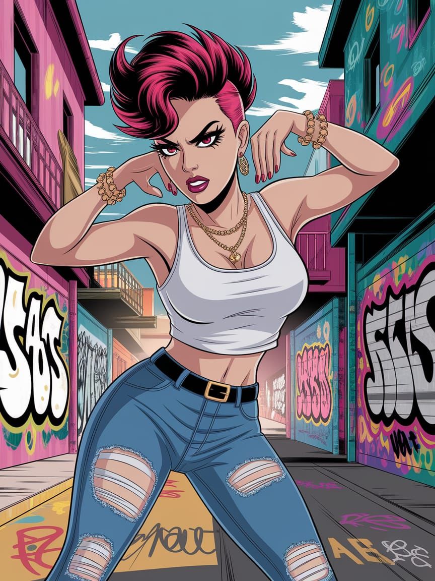 Korean Hip-Hop Dancer in Shounen Manga Style