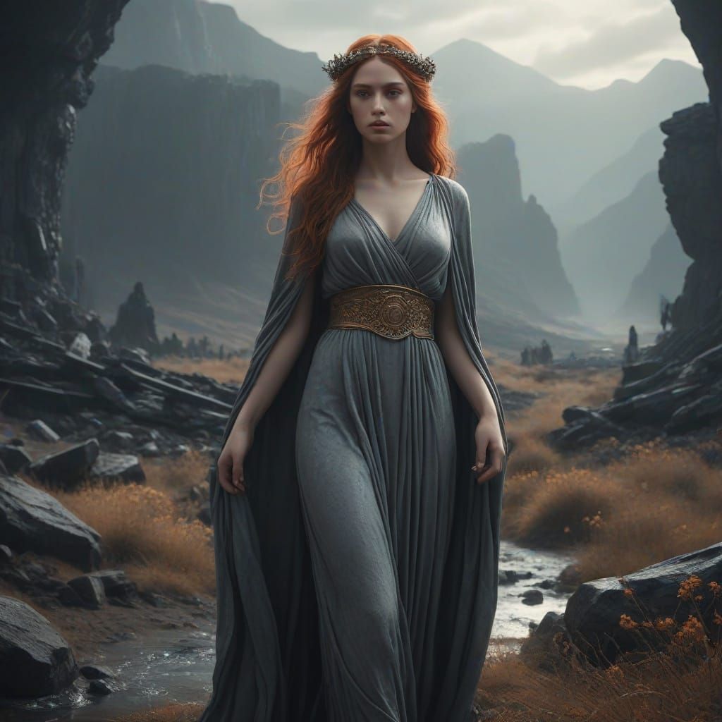 Persephone in the Underworld, a Moody Pre-Raphaelite Scene