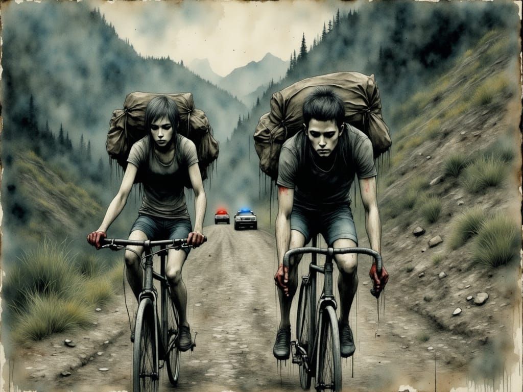 Cyclists' Desperate Escape on Mountain Trail