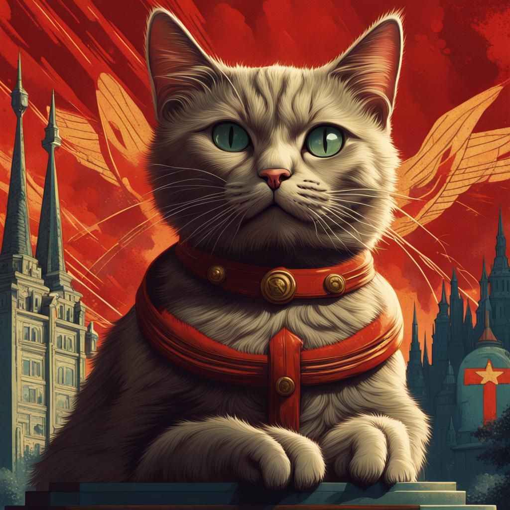 Soviet propaganda poster cat