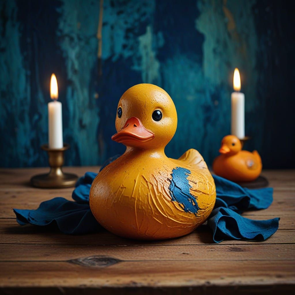 Expressionist Rubber Duck Portrait in Avant-Garde Style