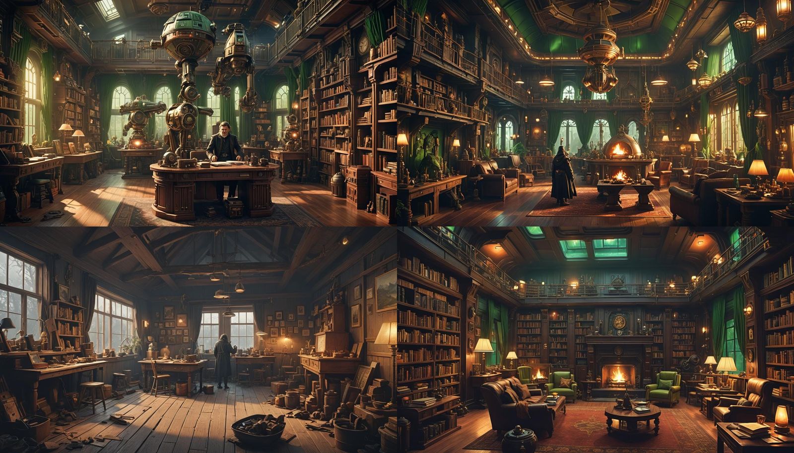 Dark Academia Star Wars Lodge with Steampunk Droid and Holog...