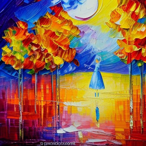 Moonbeams and Fairytales in Expressionist Oil Painting