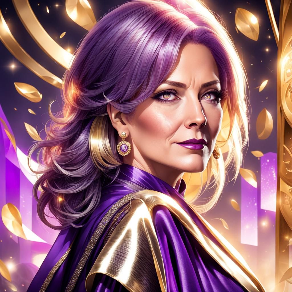 Portrait of a Stylish Woman with Golden Eyes