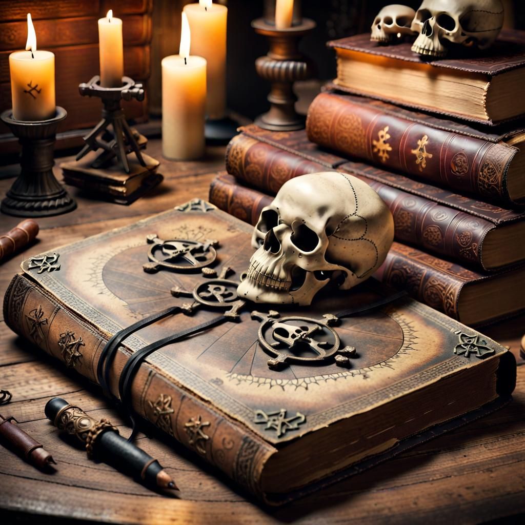 Mysterious Skull Book: Dark Academia Gothic Horror