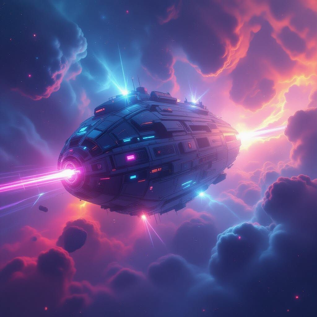 Crystalline Entity Drifting Through Nebula