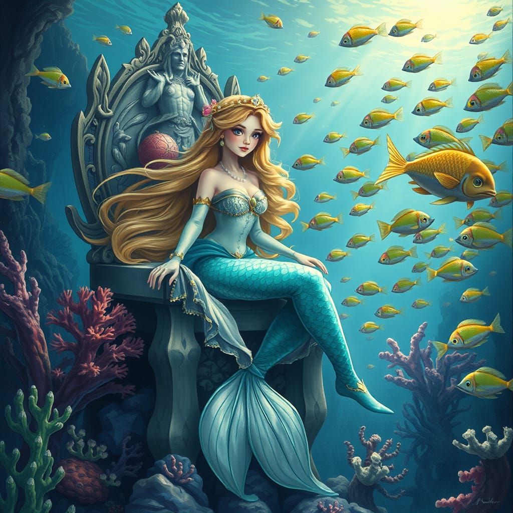 Mermaid Princess Ariane Reigns Over Whimsical Underwater Kin...