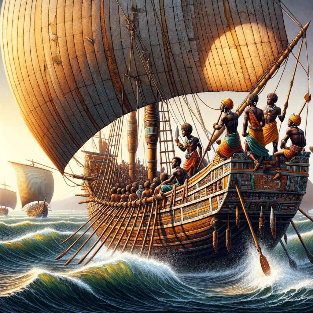 Ancient Bantu Barque Navigating Pristine Waters