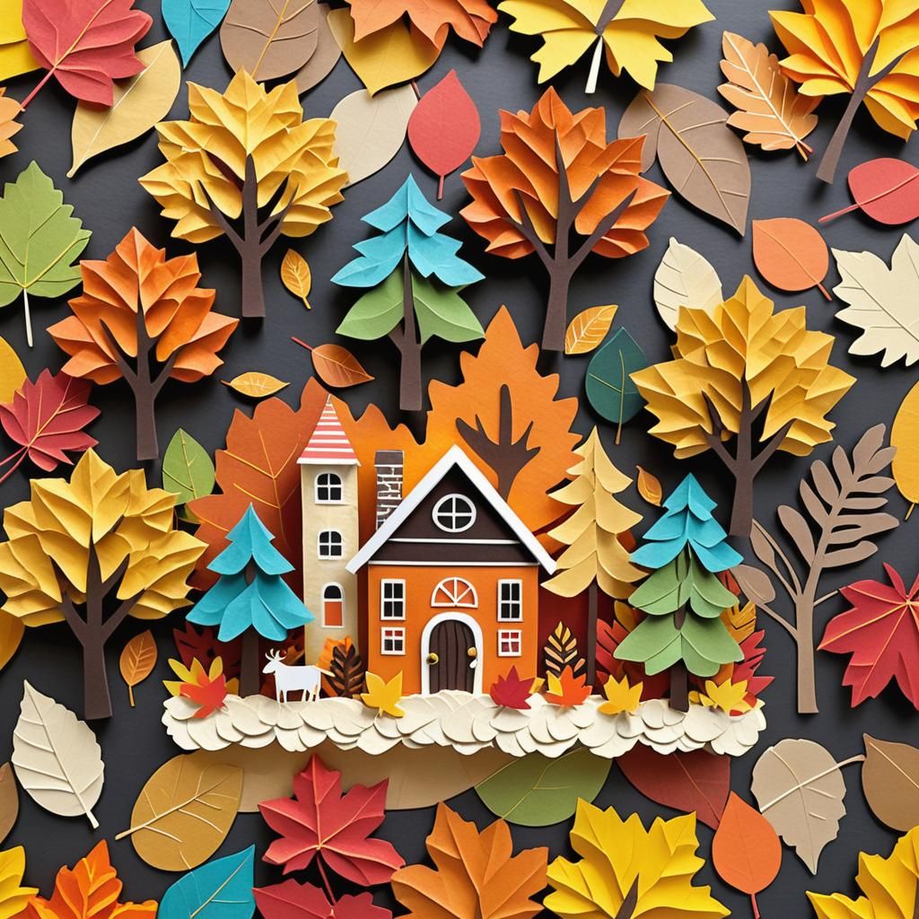 Cozy Autumn Landscape with Paper Mache Piñatas