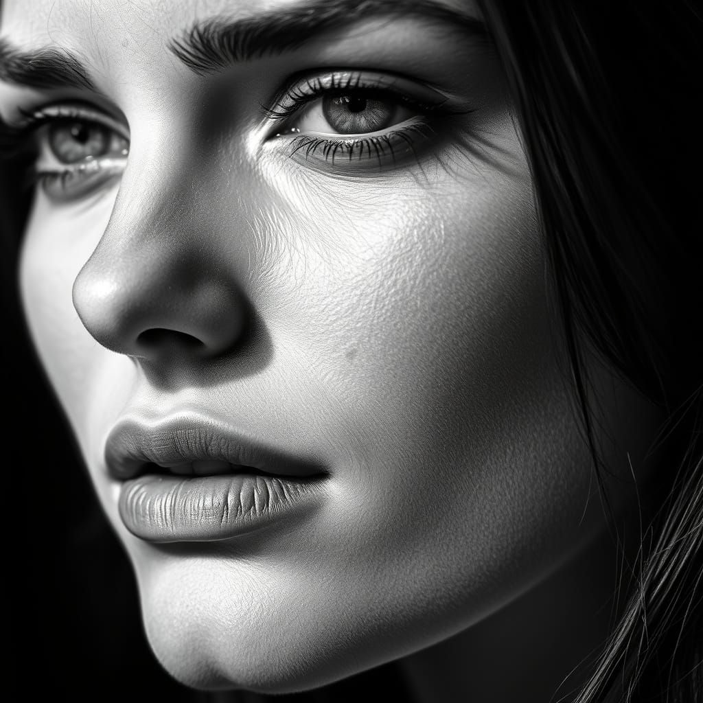 Elegant Black and White Portrait in High Contrast Style
