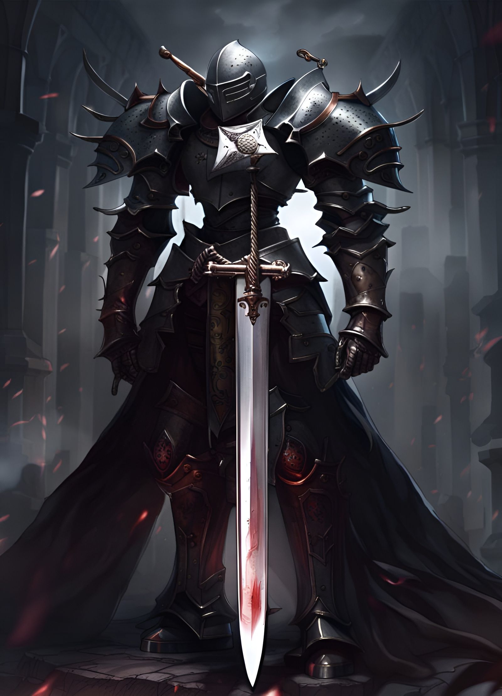 Gothic Knight with Sword in Heaven