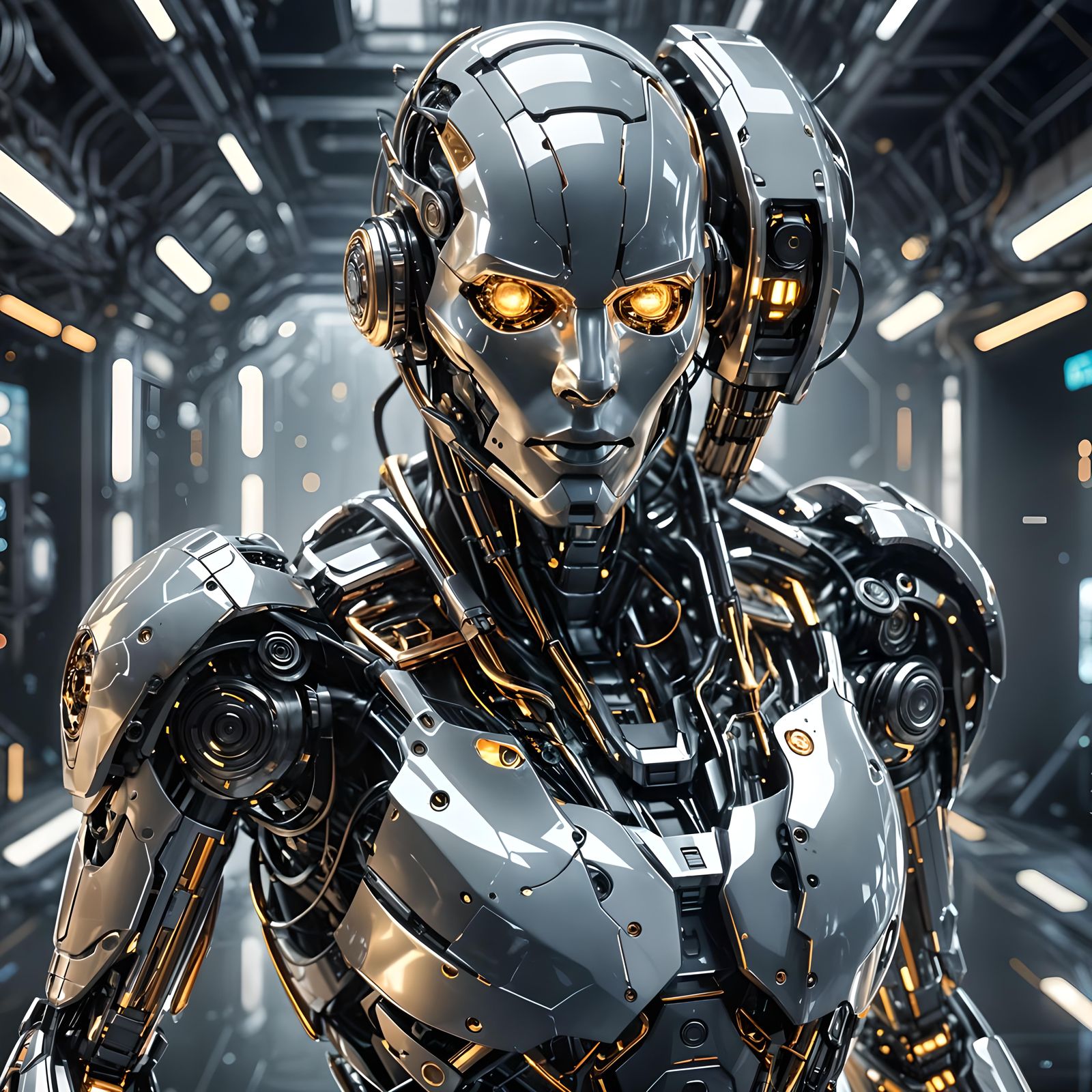 Futuristic Humanoid AI with High-Tech Design