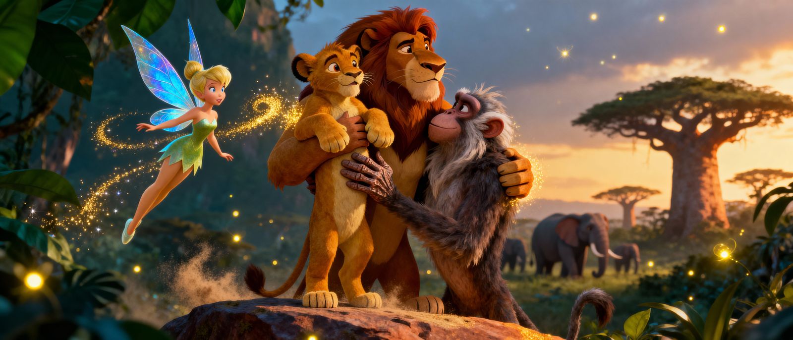 Tinkerbelle Flies Through Lion King Scene Hyperrealistically