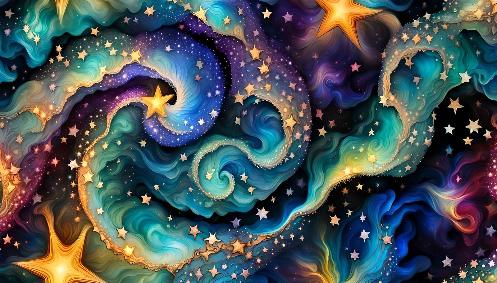 Opalescent Star Field: Surreal 3D Plasma Helix