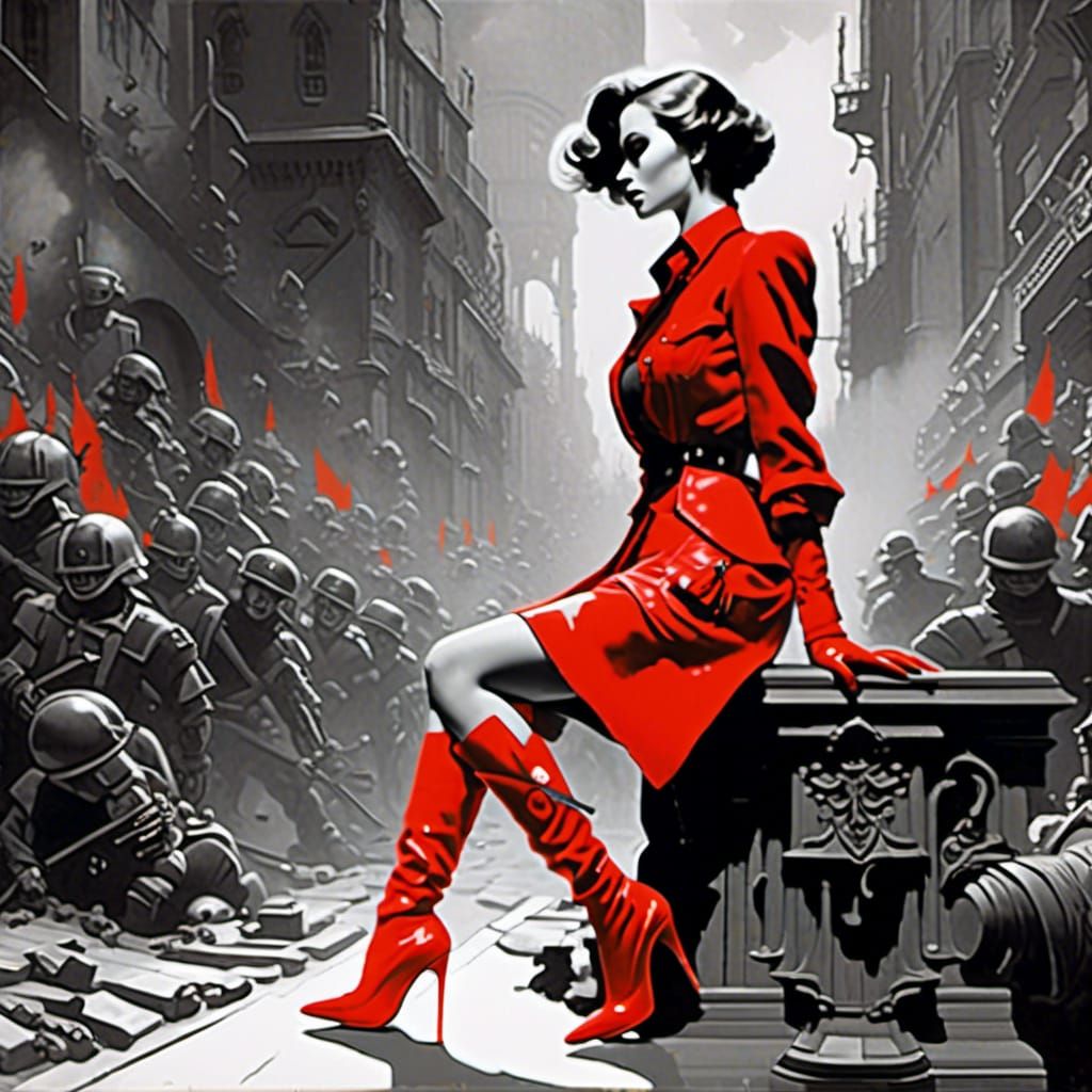 Woman in Red Heels: Post-Grunge Concept Art