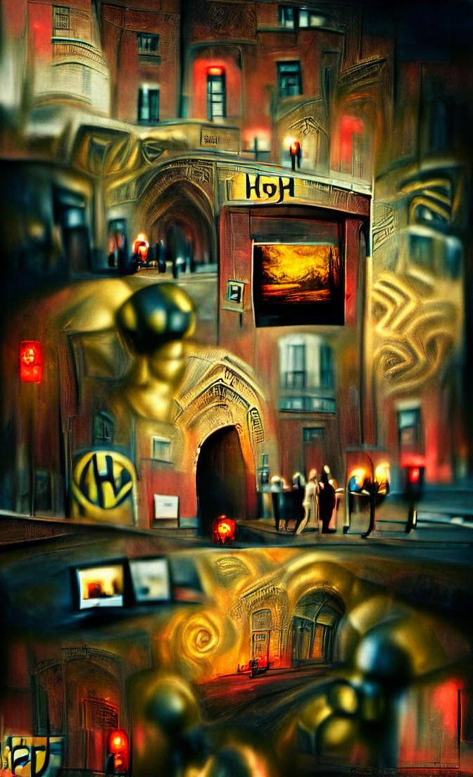 portal to hell bokeh Edward Hopper mannerism filigree panora...