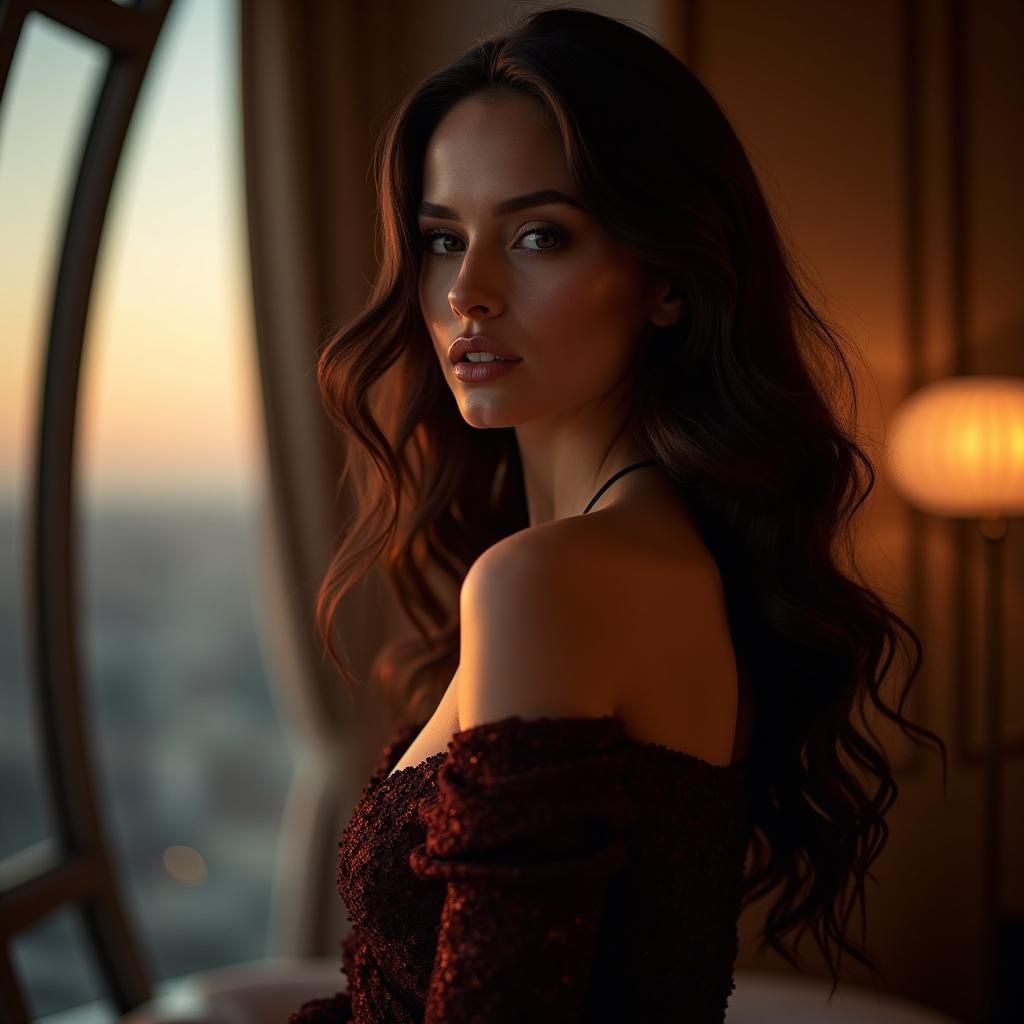 Elegant Digital Creator in Luxurious Penthouse