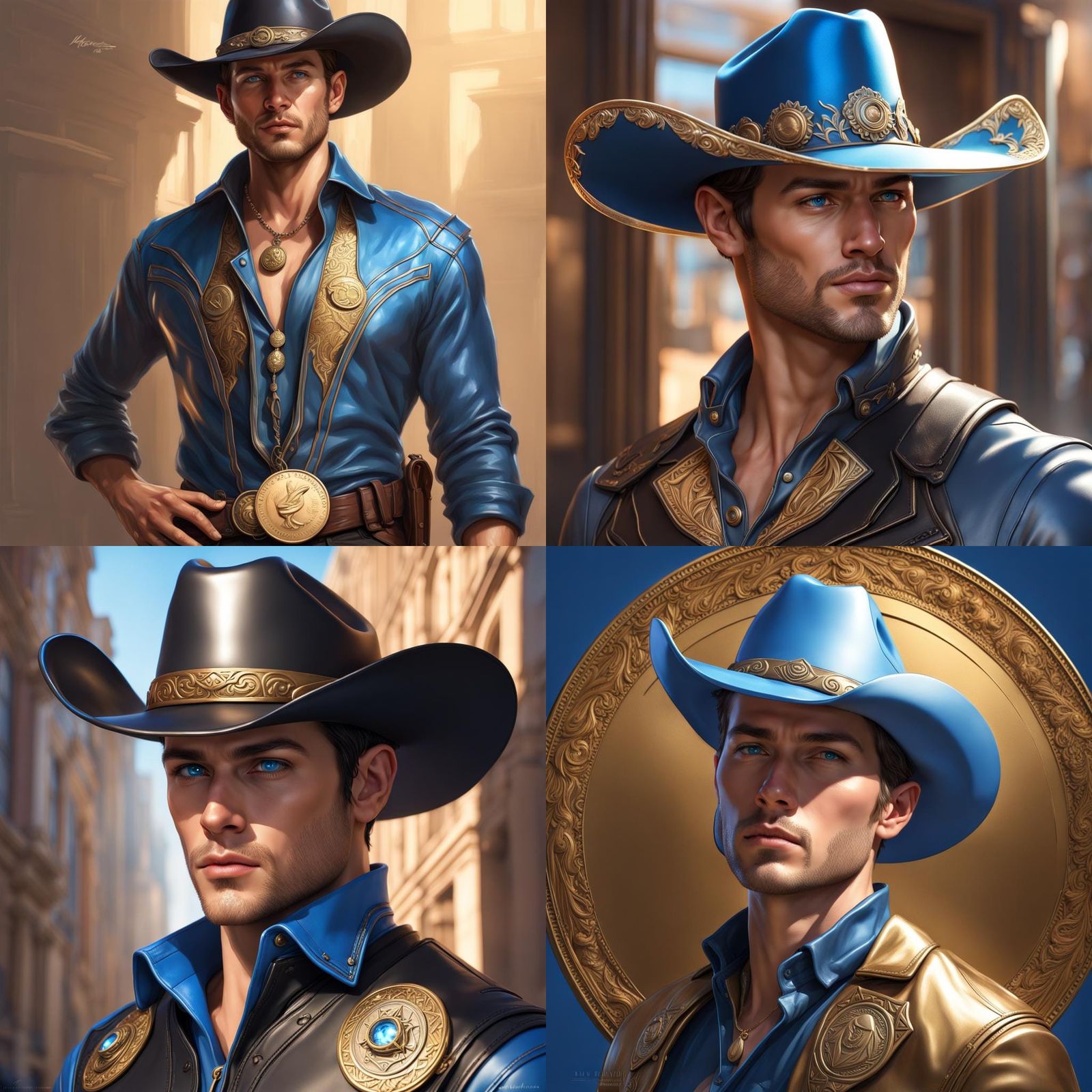 Handsome Boy in Cowboy Hat, Detailed Digital Portrait