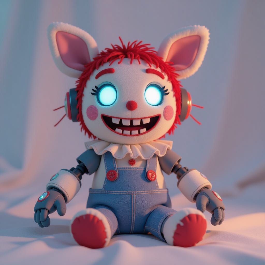 Whimsical Toy Hybrid: Labubu, Raggedy Ann, Moxie