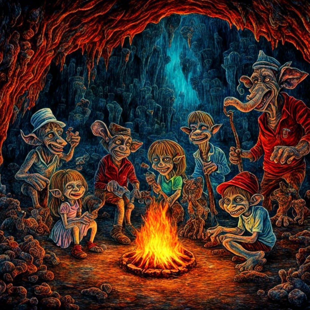 Troll Wedding in Cavern, Van Gogh Style