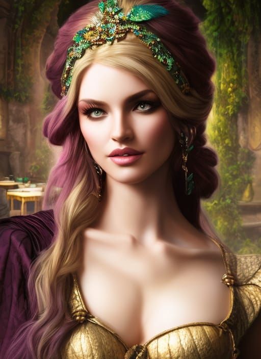 Fantasy Tavern Portrait of Woman in Comic Art Style