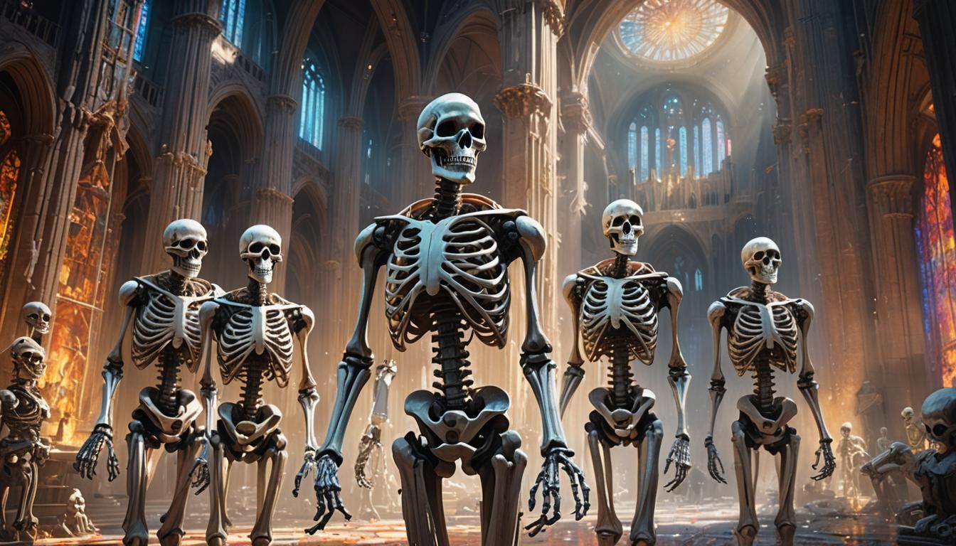 Martian Skeletons in Government Building: Hyperrealistic Con...