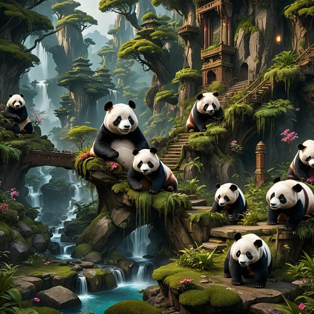 Fantastical Panda Matte Painting in Deep Color