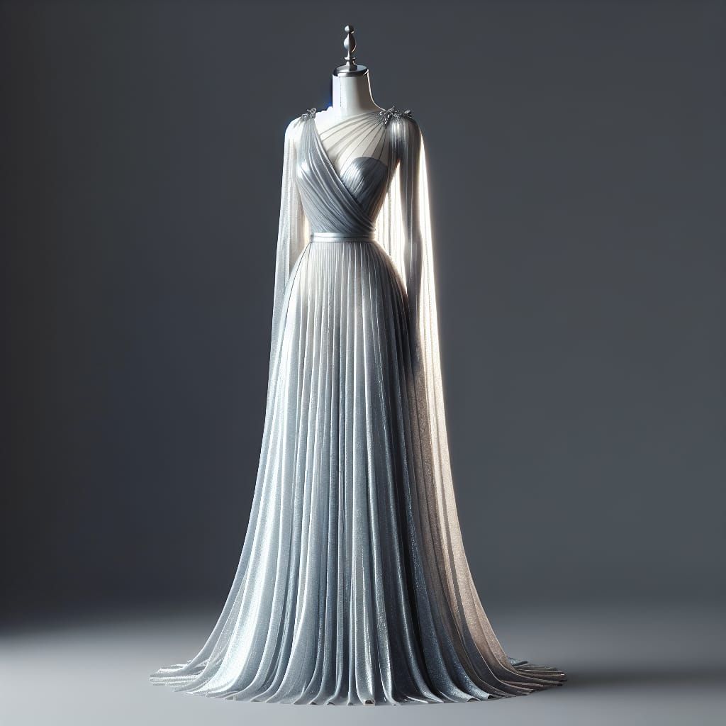 Elegant Silver Gown Inspired by Ancient Greece