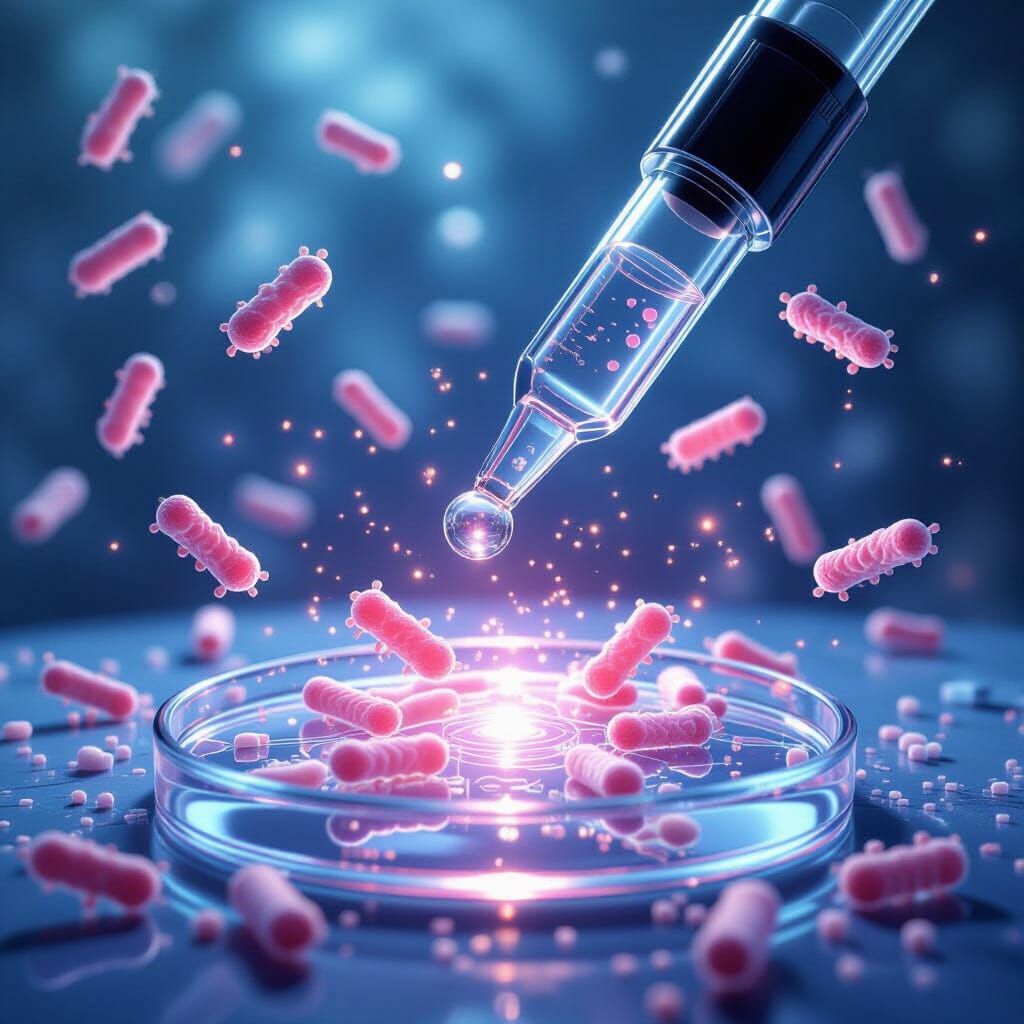 Microscopic Bacteria Floating on Petri Dish