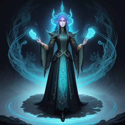 Fantasy Concept Art of Shuli with Glowing Runes