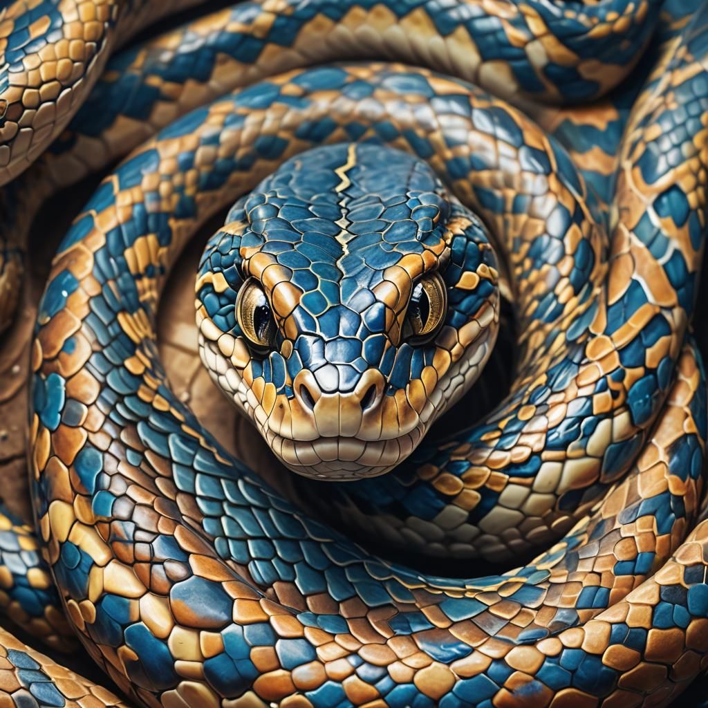 Cute Snake with Lightning Eyes in Hyperrealistic 3D