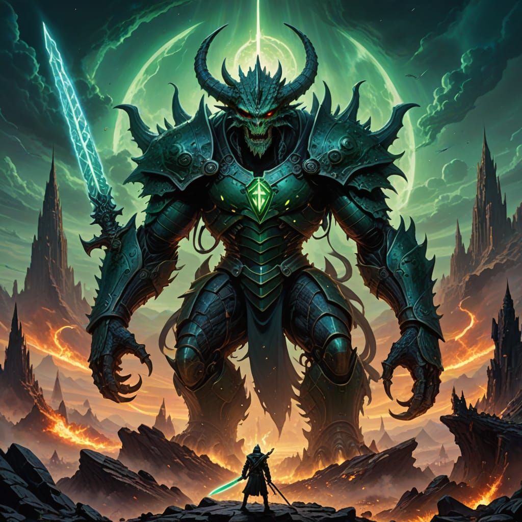 Dragon Soaring Above Alien Wasteland