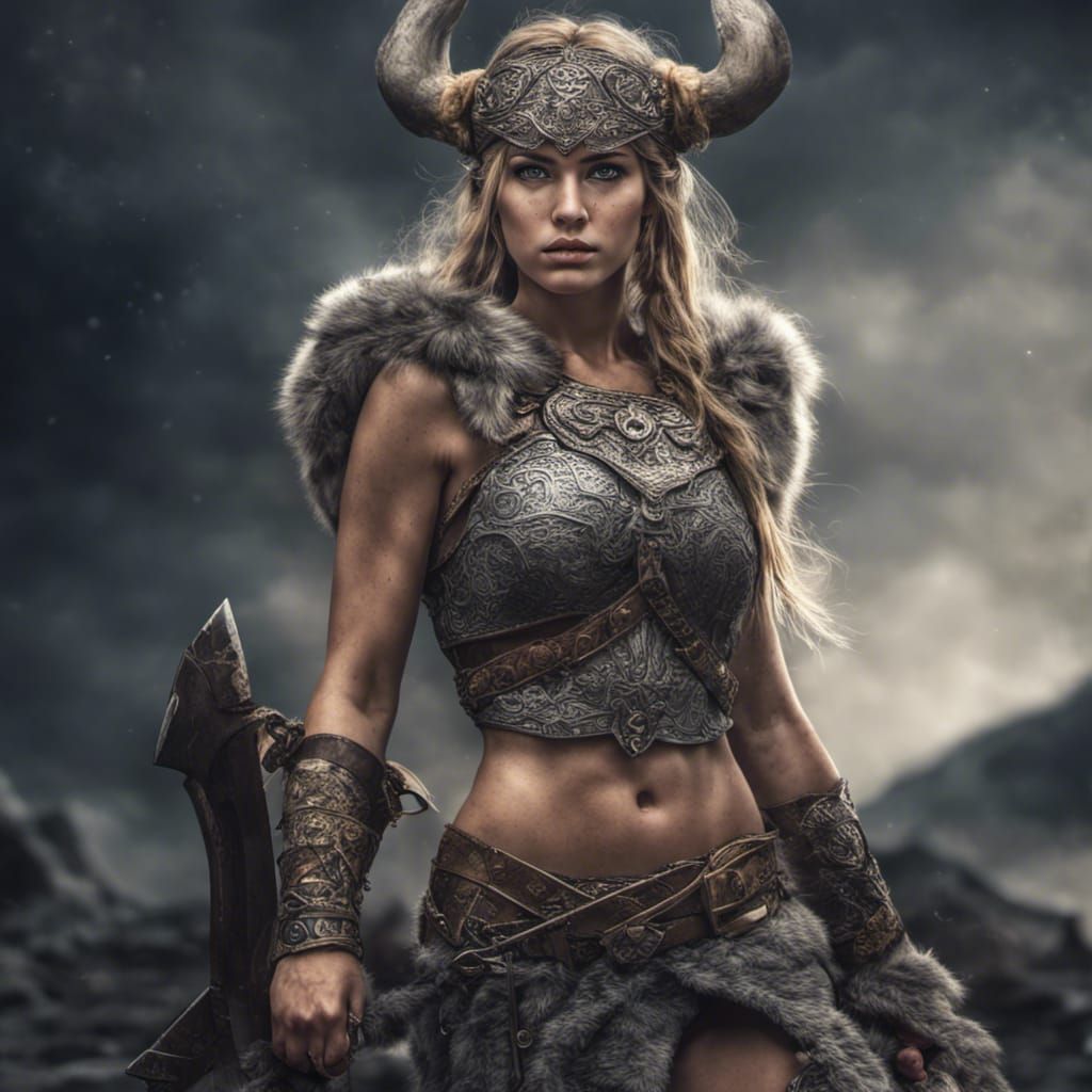 Hyperrealistic Viking Warrior Princess Portrait