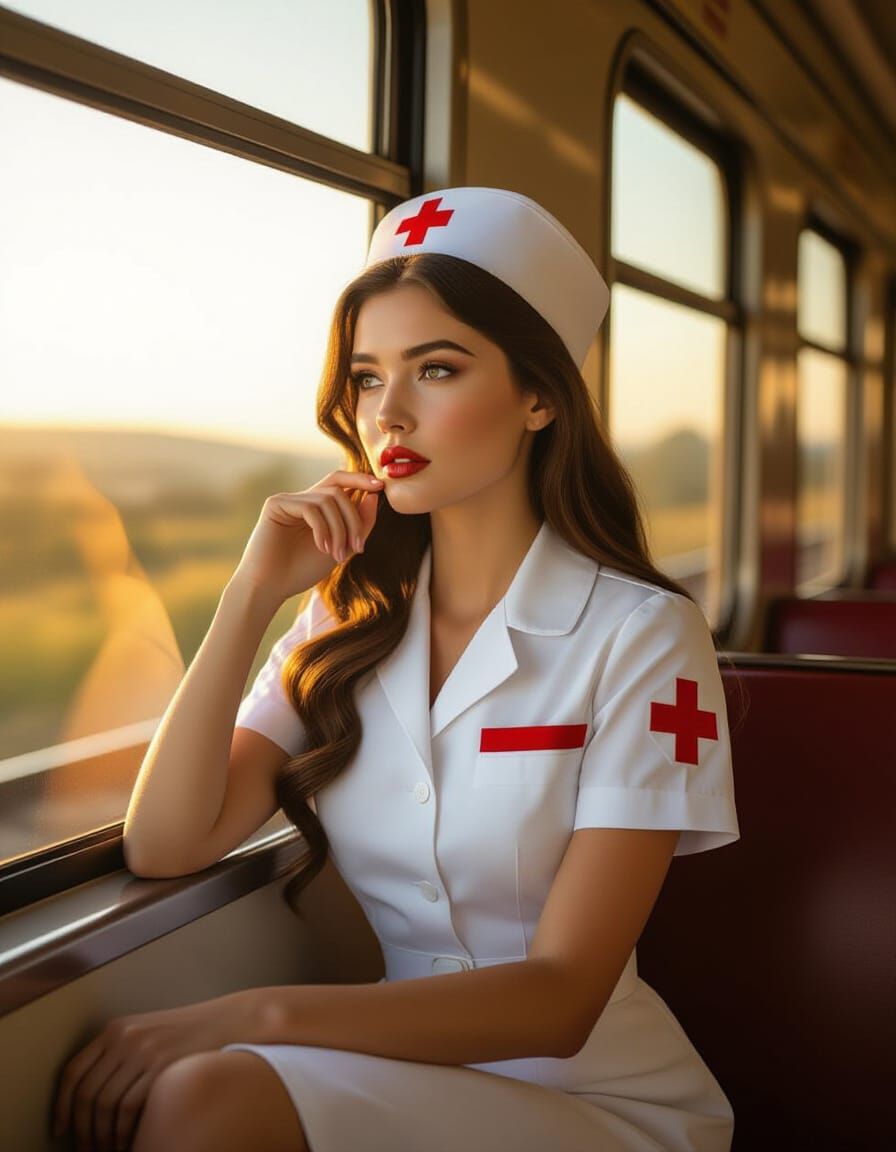 Vintage Nurse in Golden Hour Light