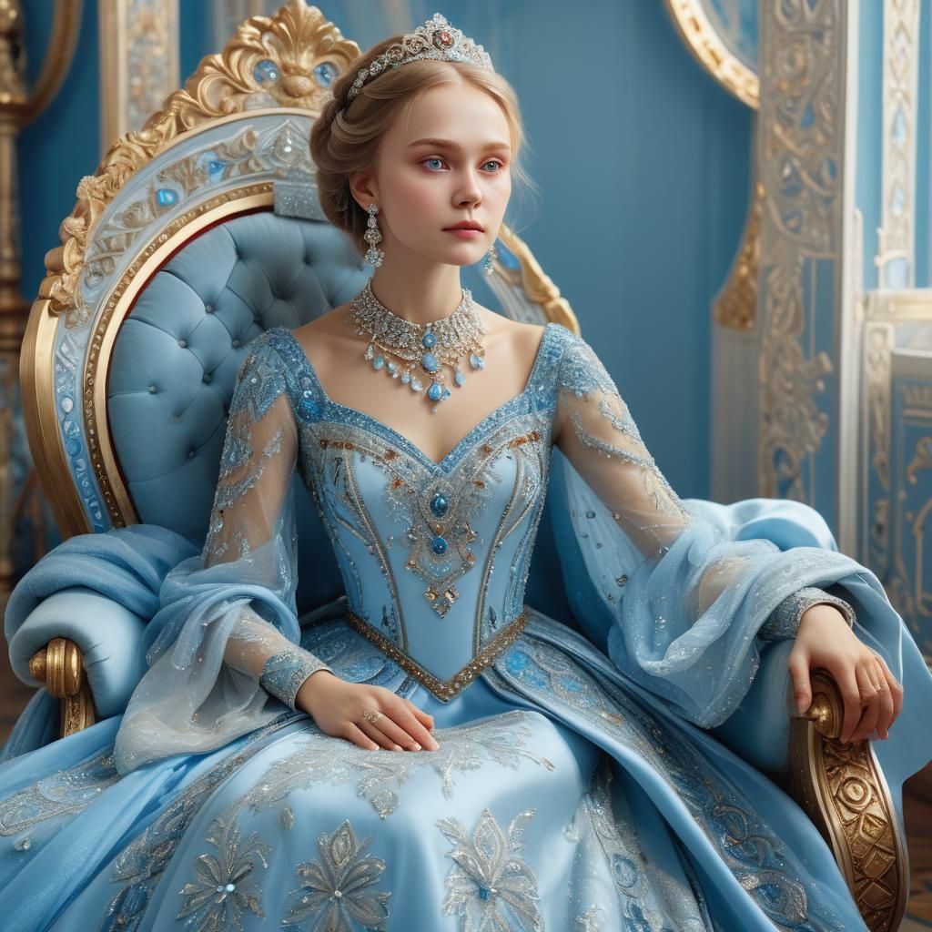 Romantic Portrait of Russian Princess in Realism Style