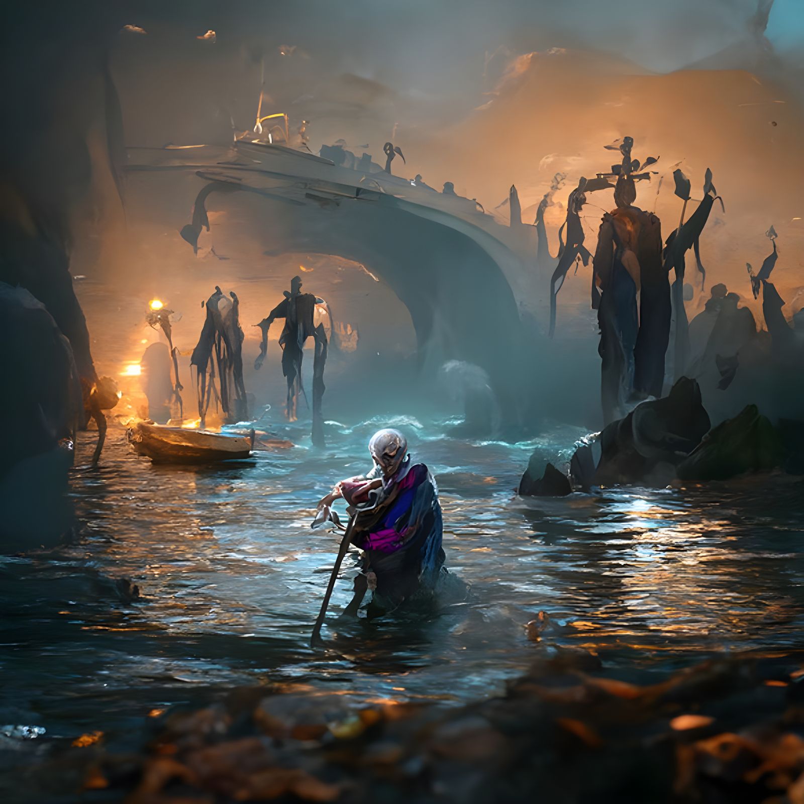 Ferryman on the Styx: Gloomy Concept Art
