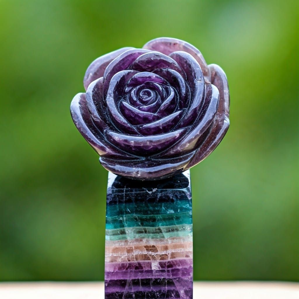 Amethyst Rose on Quartz Pillar