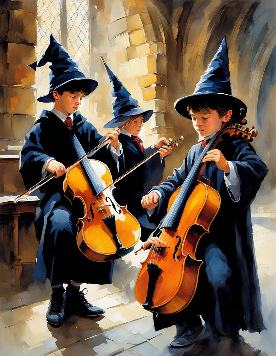 Young Wizards' Music Lesson at Hogwarts