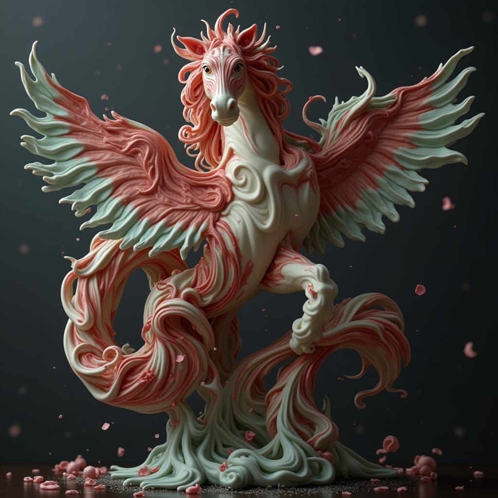 Abstract Swirling Gelato Colors with Stripes