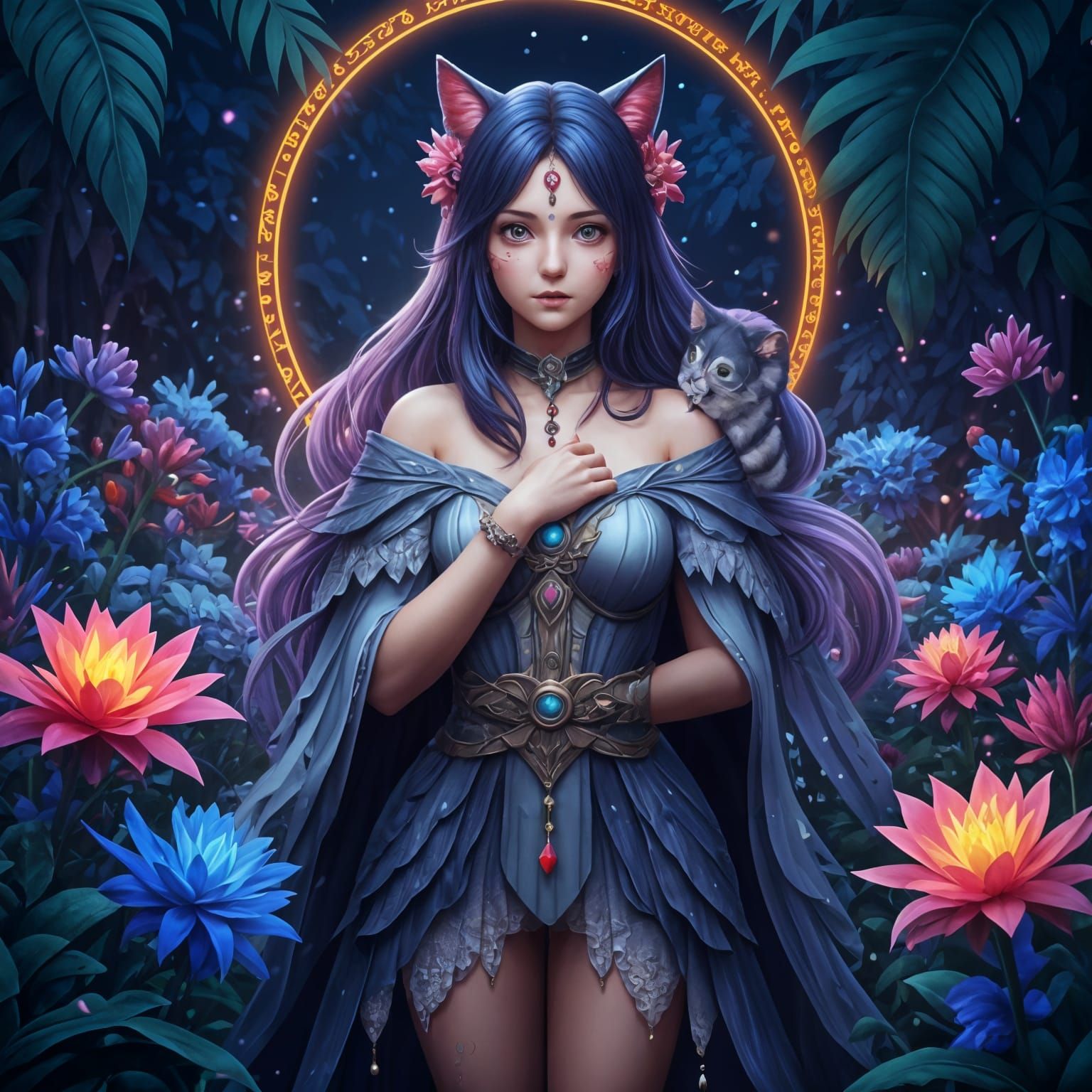 Lieve toverheks met lief katje