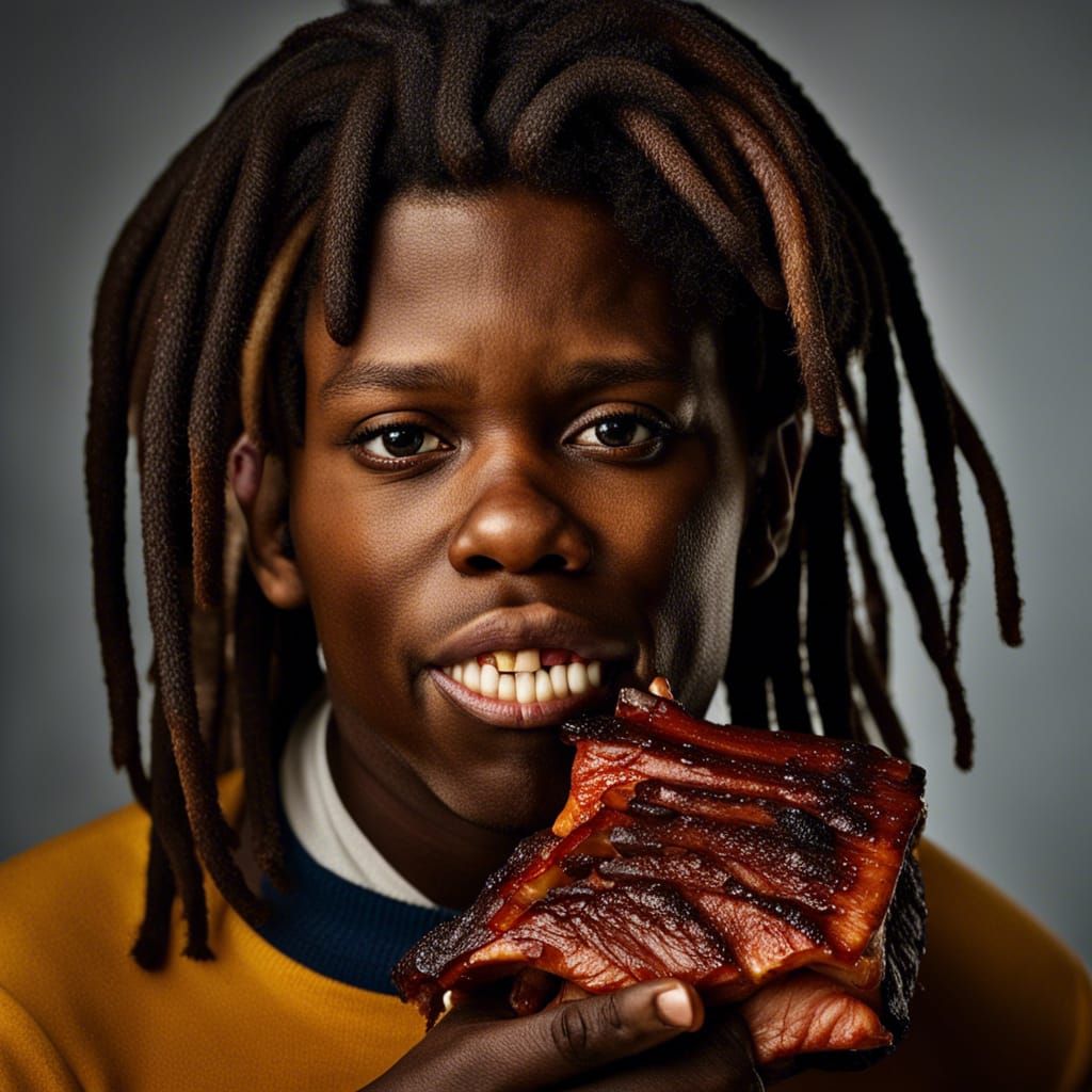Jahmyr Gibbs Portrait Eating Ribs, Professional Photography ...